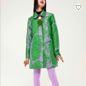 Iris Apfel X H And M Purple Green Brocade Coat Jacket Medium Sold Out NWT